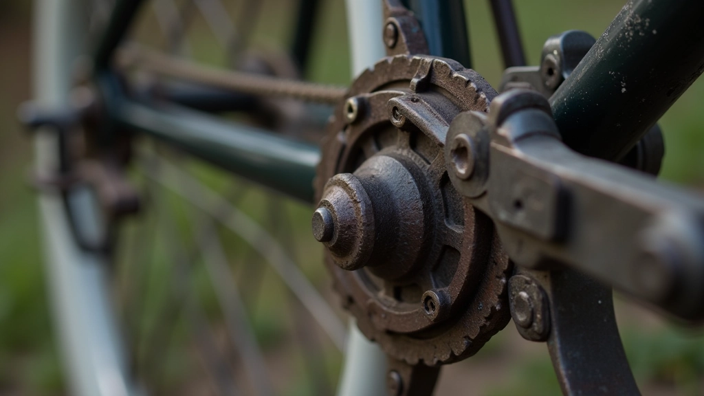 Sīkjīgs attēls no vintage velocipēda ķēdes un metāla detaļām
