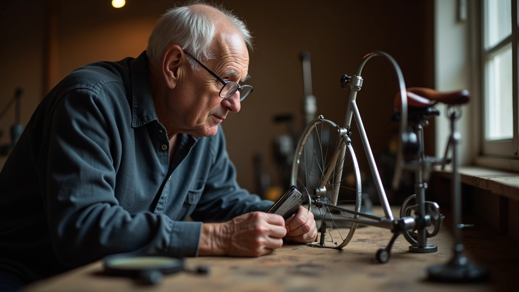 Senjors pārbauda vintage velocipēdu Gulbenes stacijā